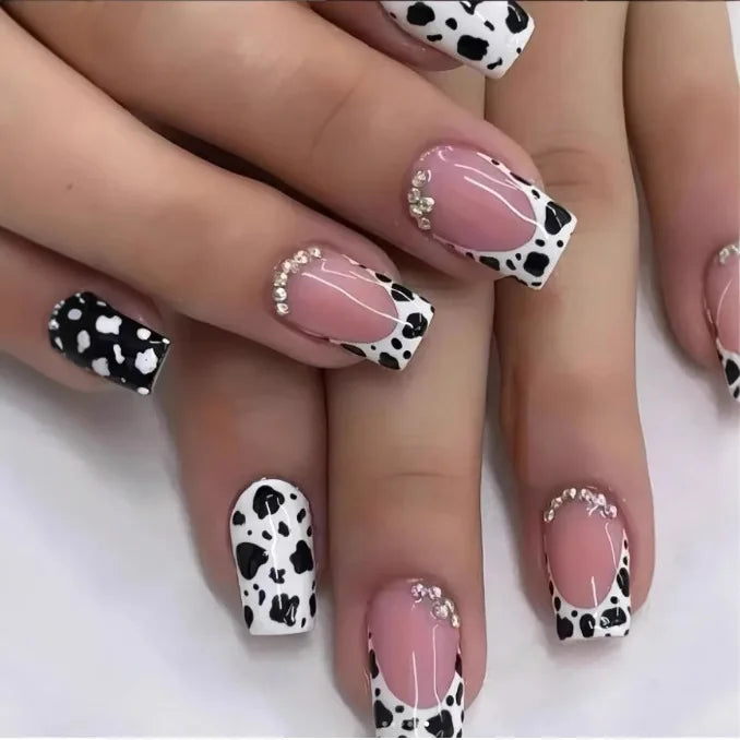 24pcs Fake Nail Green Dandelion Self-adhesive False Nails Finger Nails  for Gluing Nail Tips Nail Art Summer Press on Nails 2025