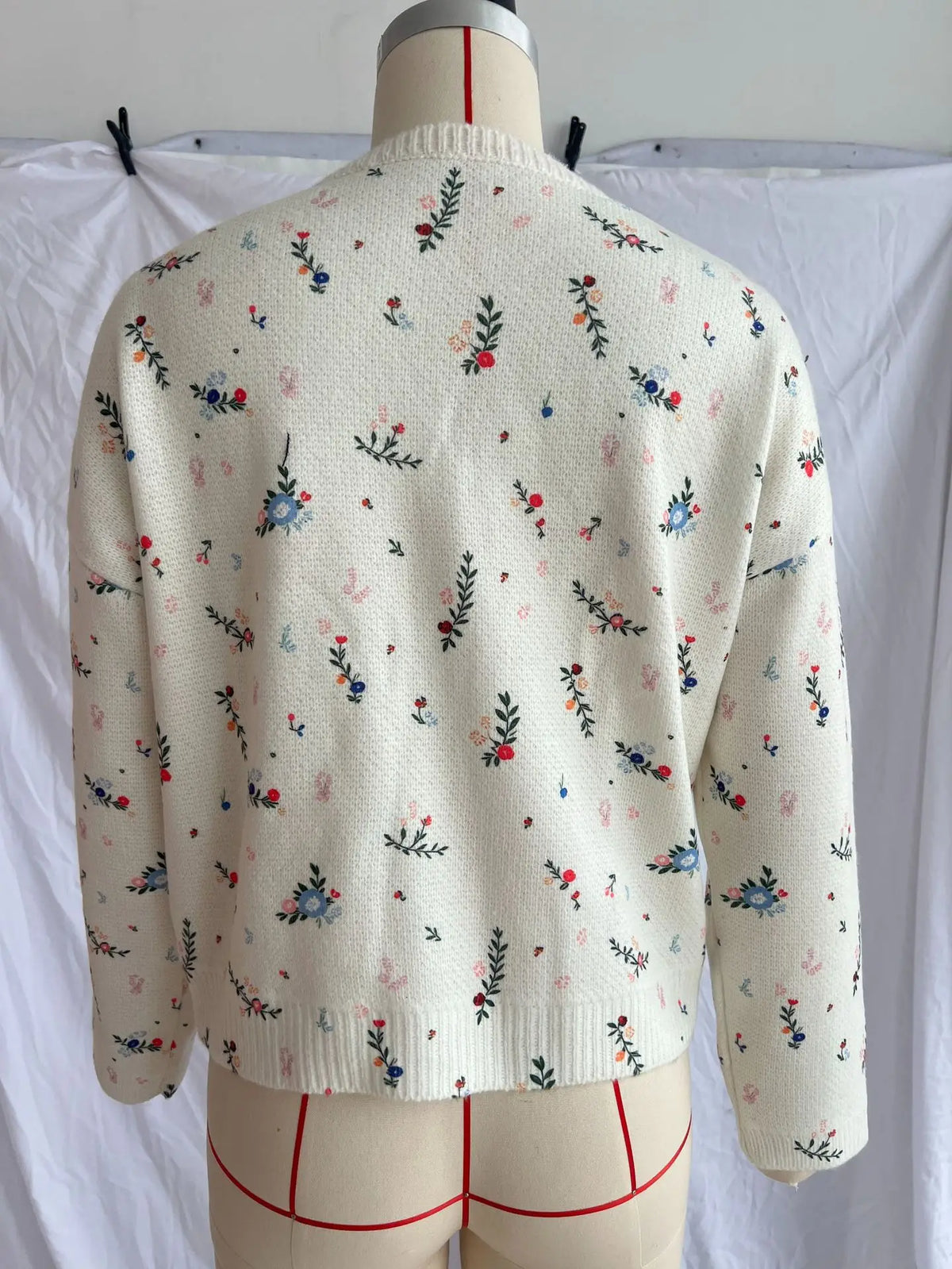 Womens' Elegant Knitted Print Cardigan Casual V Neck Floral Print Long Sleeve Coat Loose Front Sweater Autumn Winter Streetwear