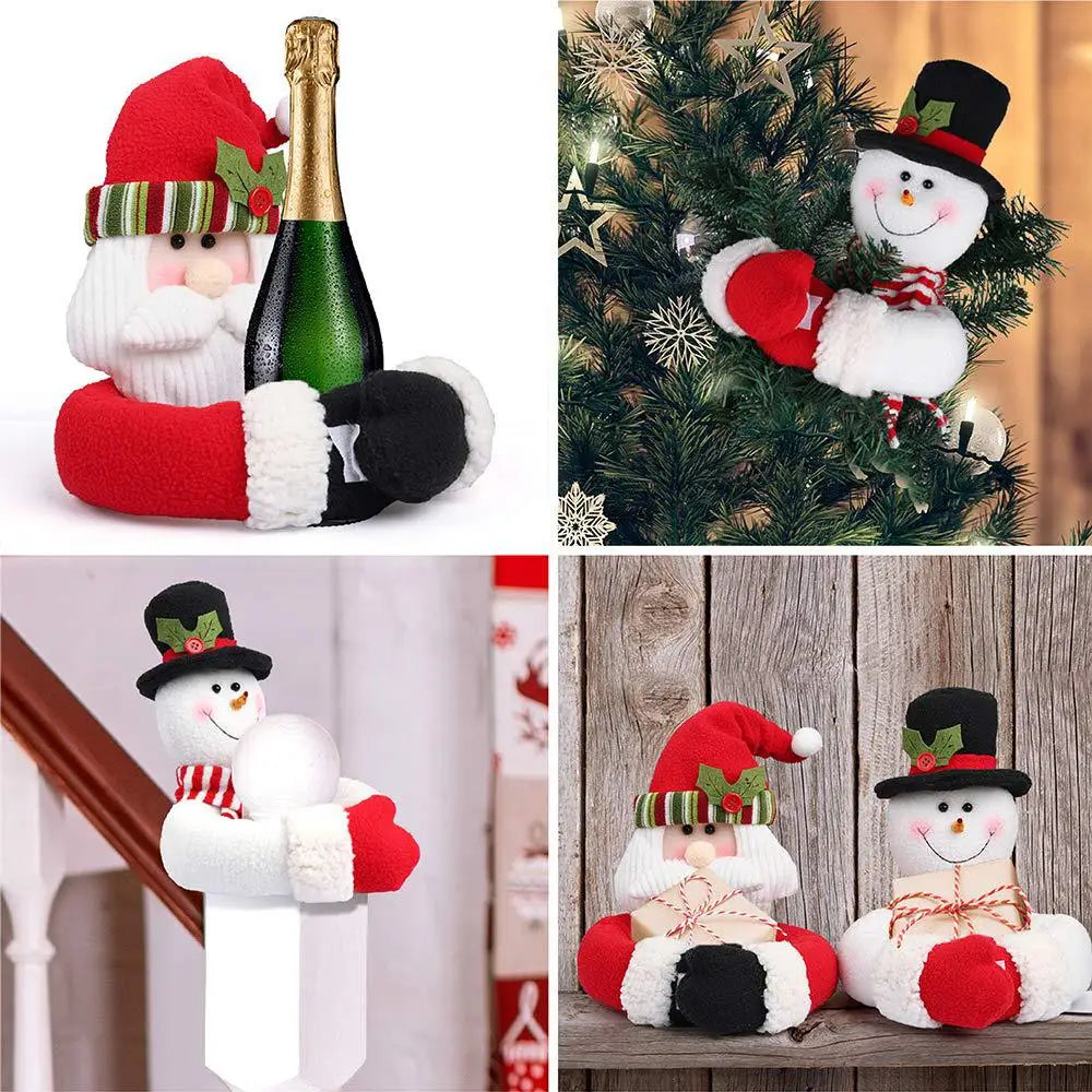 Christmas Curtain Hugger Decorations,Santa Claus & Snowman Curtain Tiebacks,3D Plush Christmas Window Ornaments for Home Holiday
