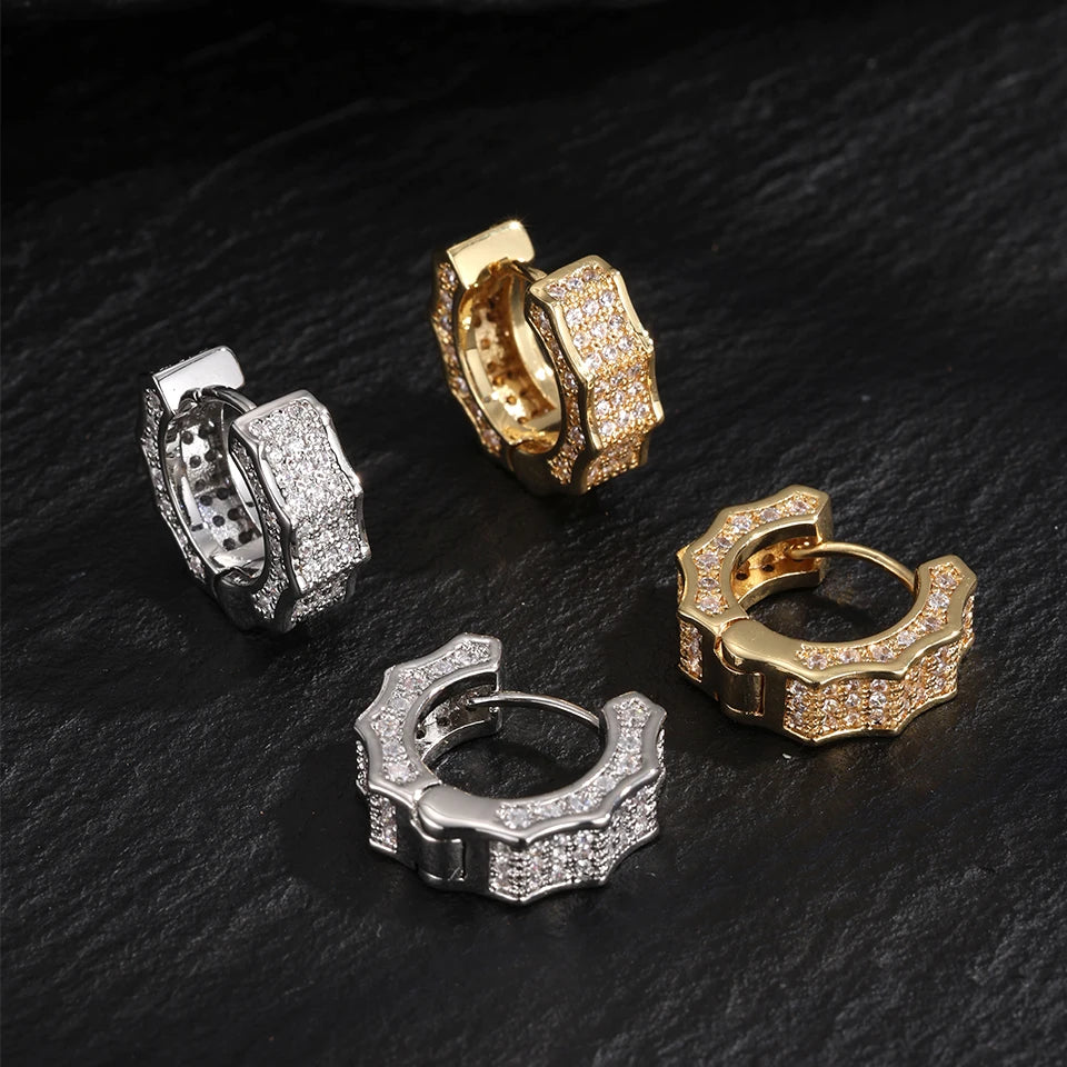 ZAKOL Hip Hop Shiny Zircon Hoop Earring for Women Men 18K Gold Color Circle Earrings Luxury Jewelry Gift 2025 New