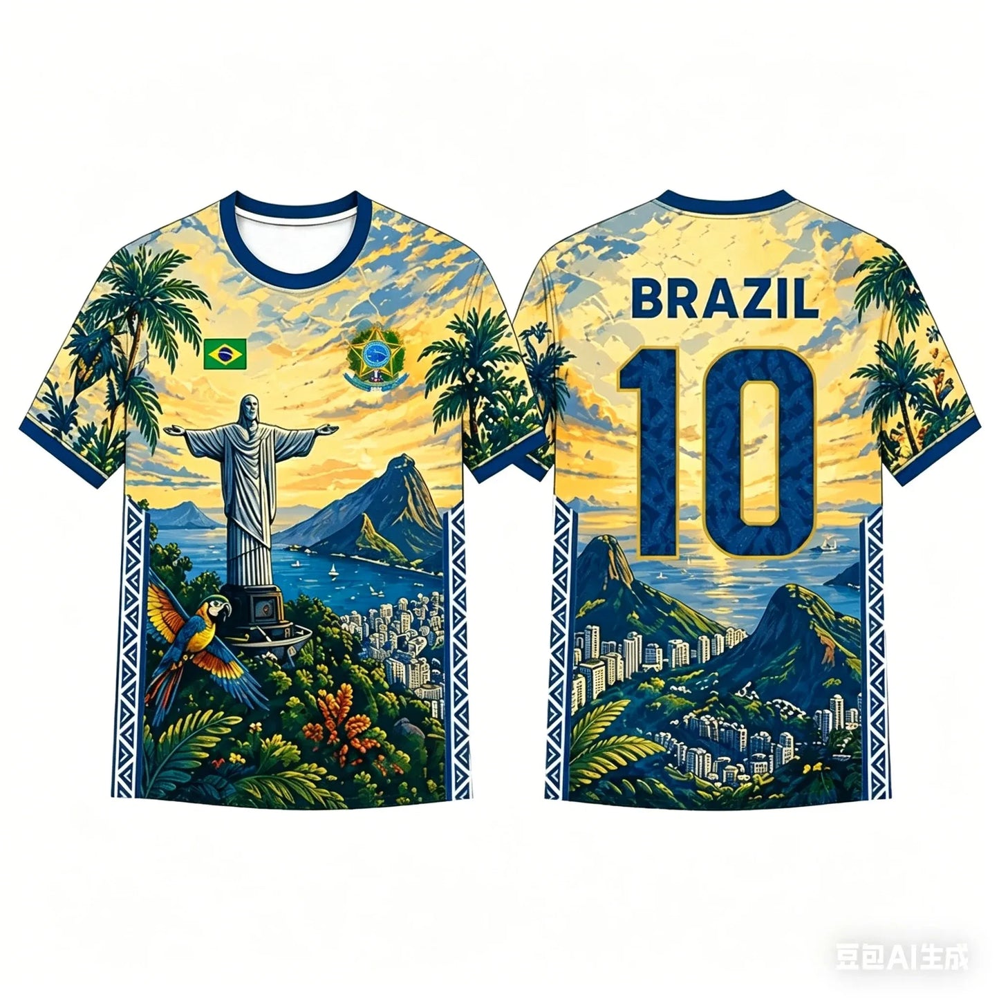 Brazil Theme Soccer T Shirt 3D Printed Tropical Landscape Print Family Style for Adults Kids Breathable Quick Dry Training Tee