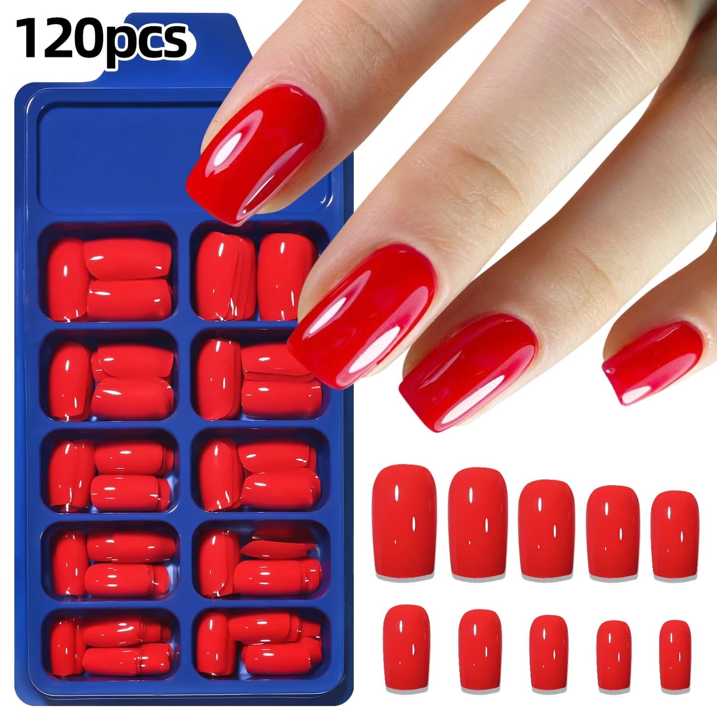 120Pcs Mixed Color Medium Square False Nails Acrylic Ballet Full Cover Fake Nail Tips For Women DIY Wearable Press on Nails