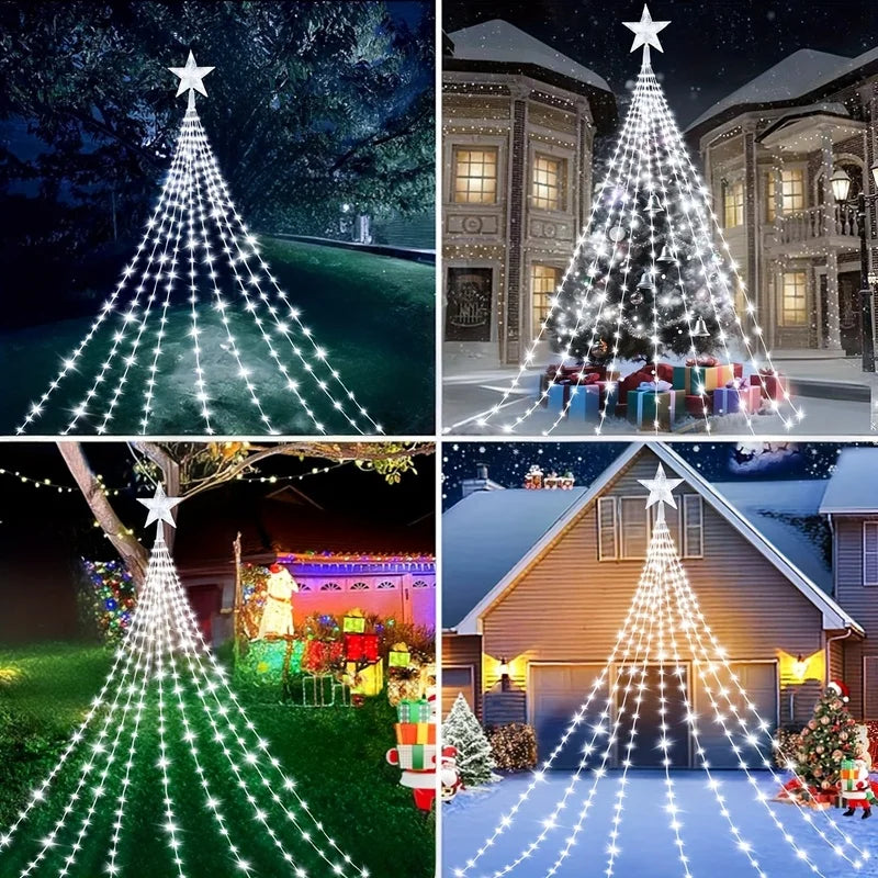 USB 180 LED Star String Lights -200CM, Waterfall & Tree Design for Indoor Outdoor Decor, Perfect for Parties, Wedding，Christmas