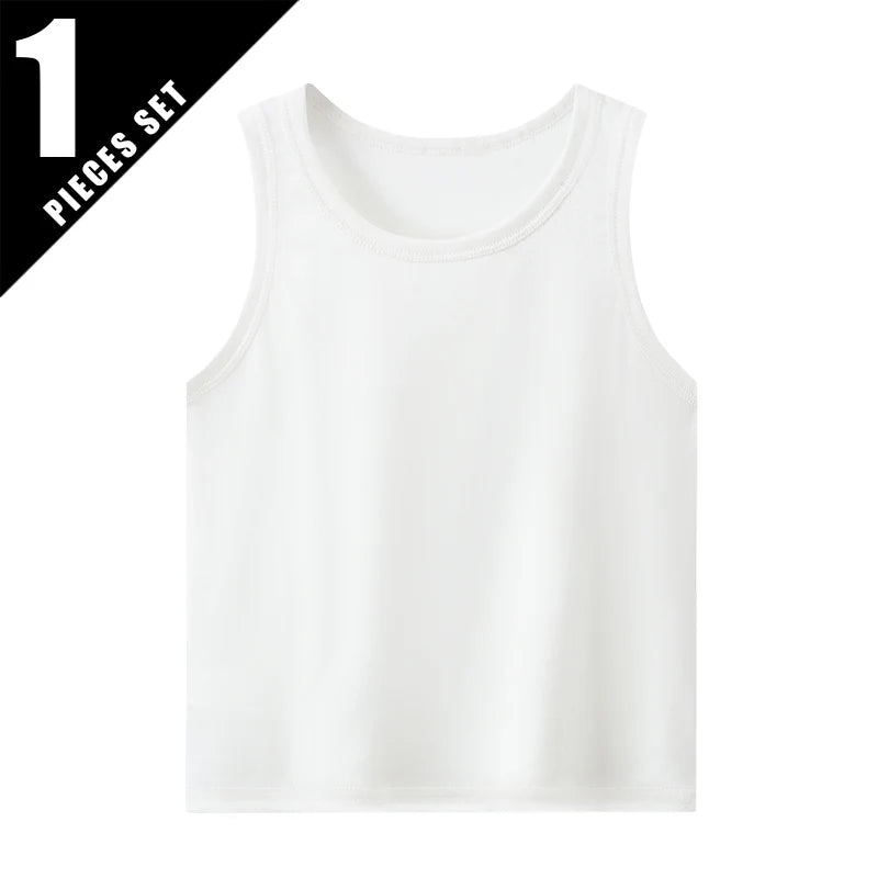 1/3/4 Pcs Children's Four Seasons Thin Solid Color Joker Vest Boy Loose And Comfortable Bottoming Shirt girl Sweet And Lovely  T