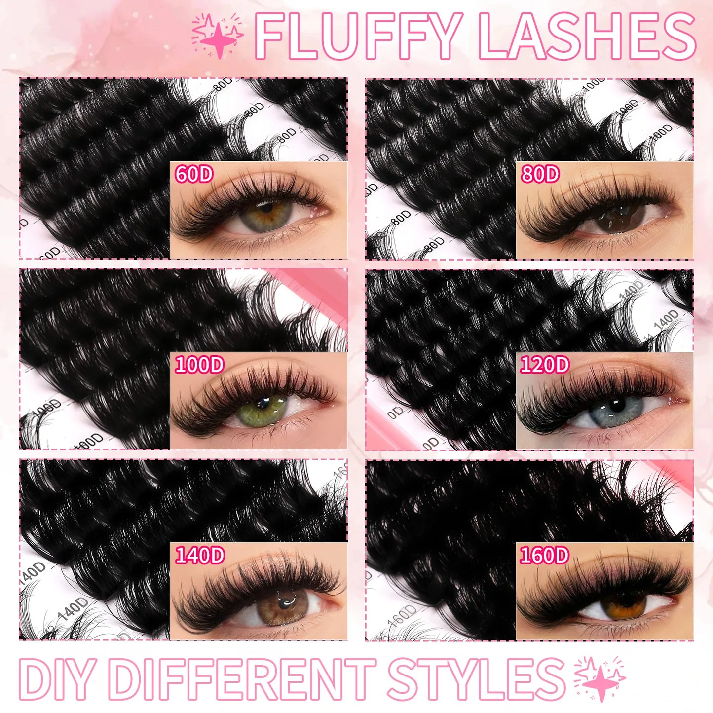 GROINNEYA DIY Cluster Lash Extensions – Fluffy Cat Eye Lashes