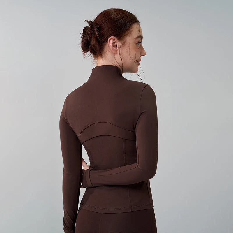 High-Neck Zip Yoga Jacket – Breathable Fitness Coat