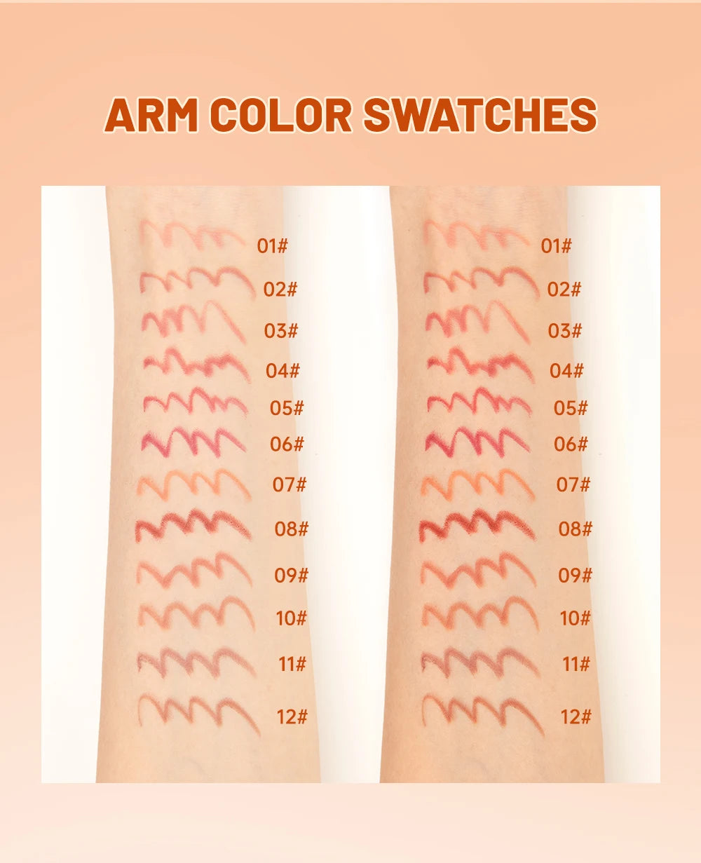 QIBEST Lip Liner Pencil Contour Matte Lipstick Pens Smudge Proof Silky Lipliner Not Easy Fade Outline Sculpt Lipliner Makeup Set