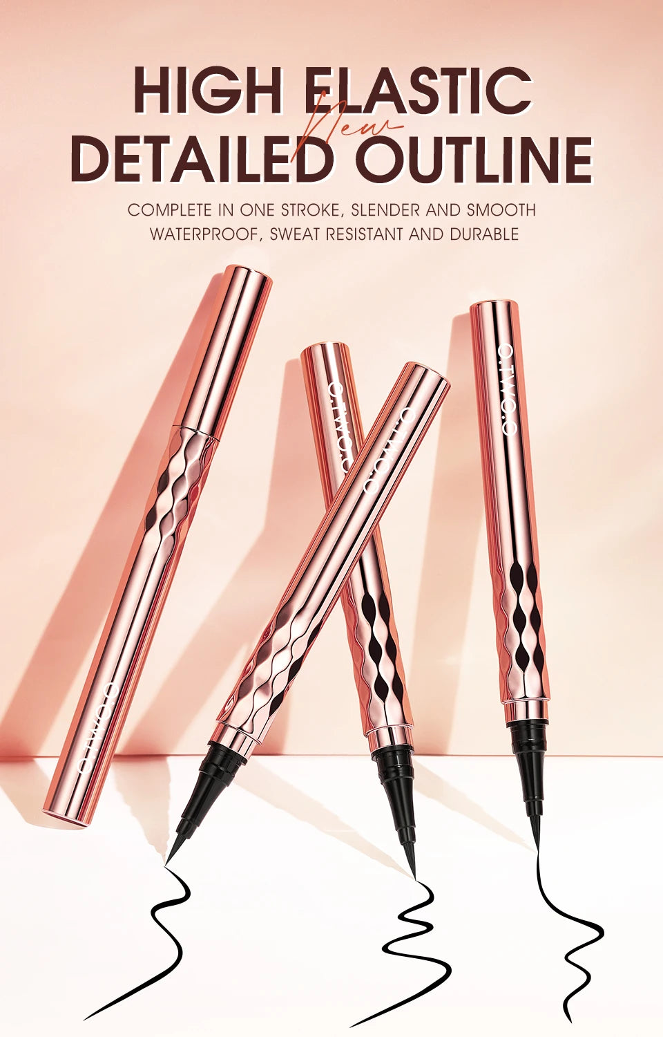 O.TWO.O Eyeliner Pencil Liquid Eye Liner Waterproof Smudge Proof Quick Drying 12 Hour Wear Ultra Fine Black Eyeliner for Arrows