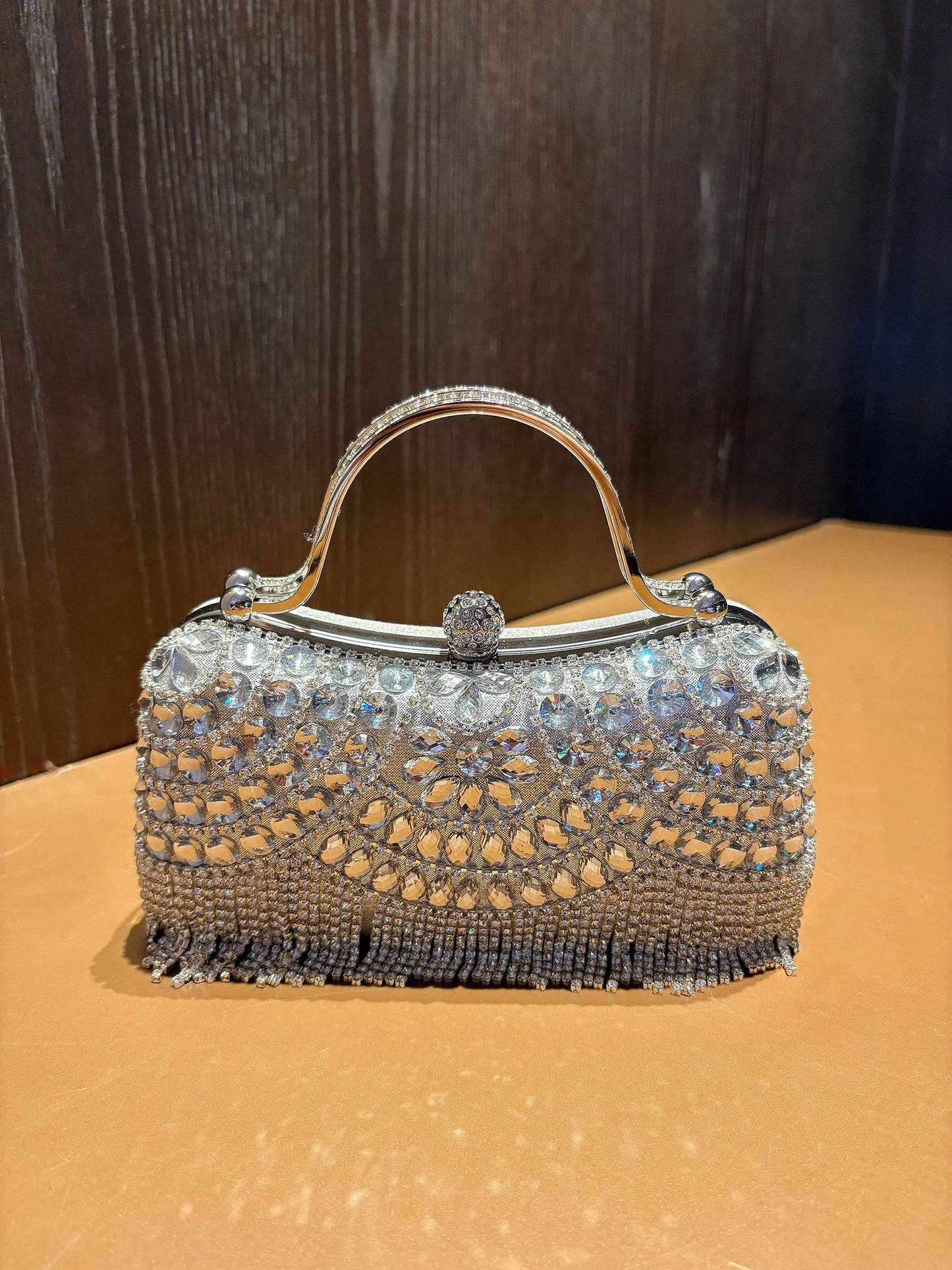 Luxury Women's Diamond Evening Bag Handbag, Water Diamond Evening Dress Bag, Diamond Tassel Wedding Bag