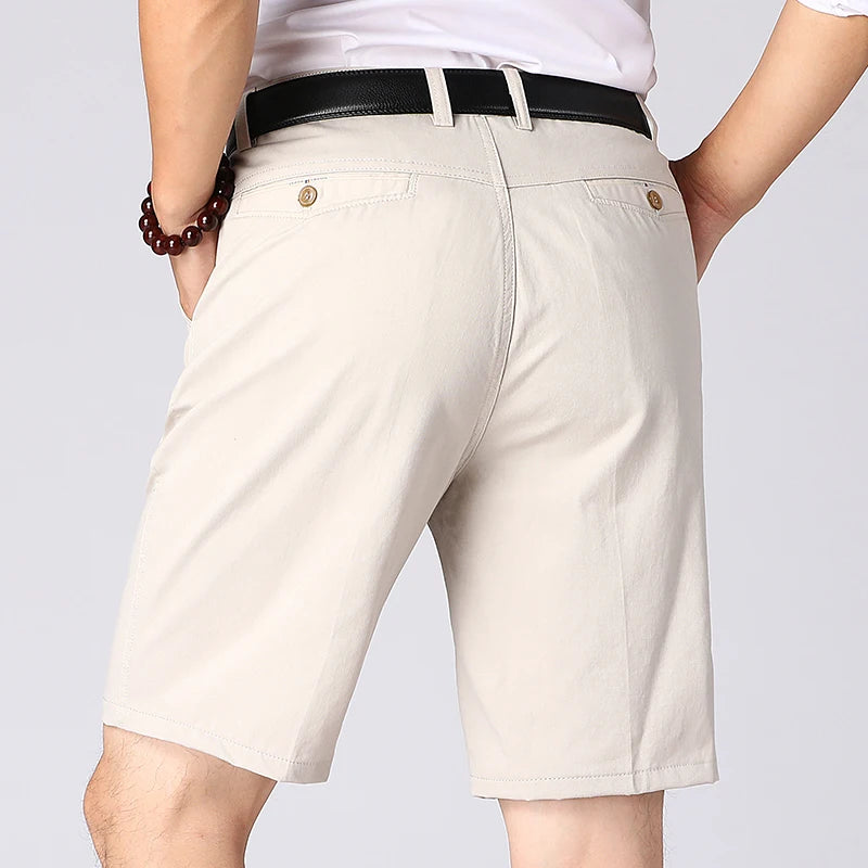 Classic Cotton Board Shorts Knee Length Comfortable Bermuda Shorts Outdoor Beach Shorts Black Khaki