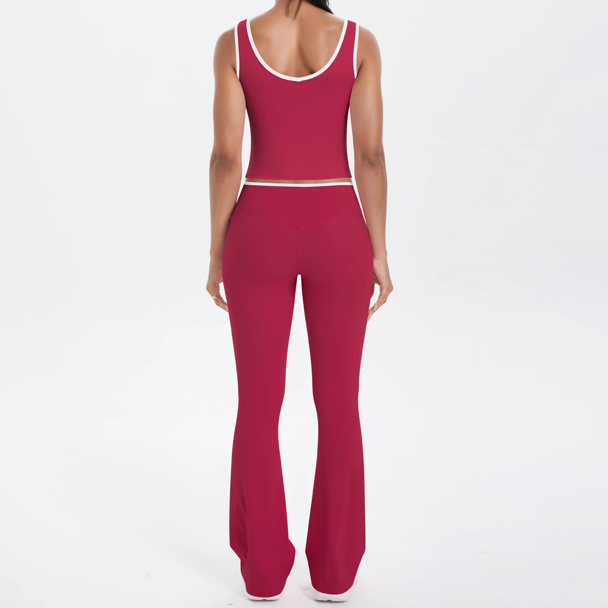 Autumn Women's Yoga Set U-neck Vest High Waist Cross Wide Leg Pants Set Tight Fitting Seamless Elastic Sportswear