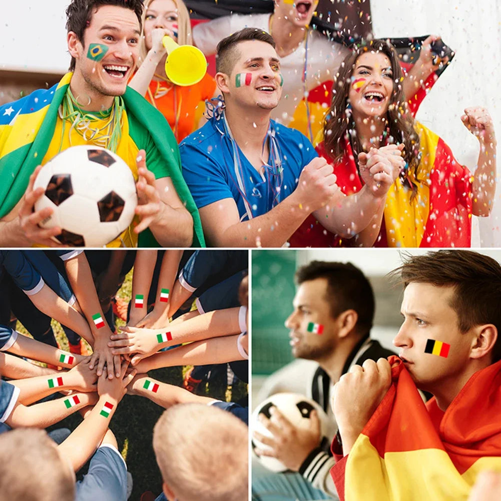Soccer Fan National Flag Face Tattoo Stickers - ملصقات وشم مؤقتة بأعلام الدول لمشجعي كرة القدم