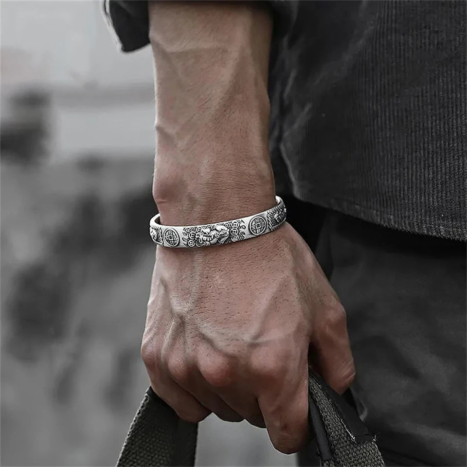 أساور كفّ زاكول بتصميم جناح الريشة لهيب هوب روك للرجال والأولاد، معدنية بلون فضي، مجوهرات احتفالية للهدايا