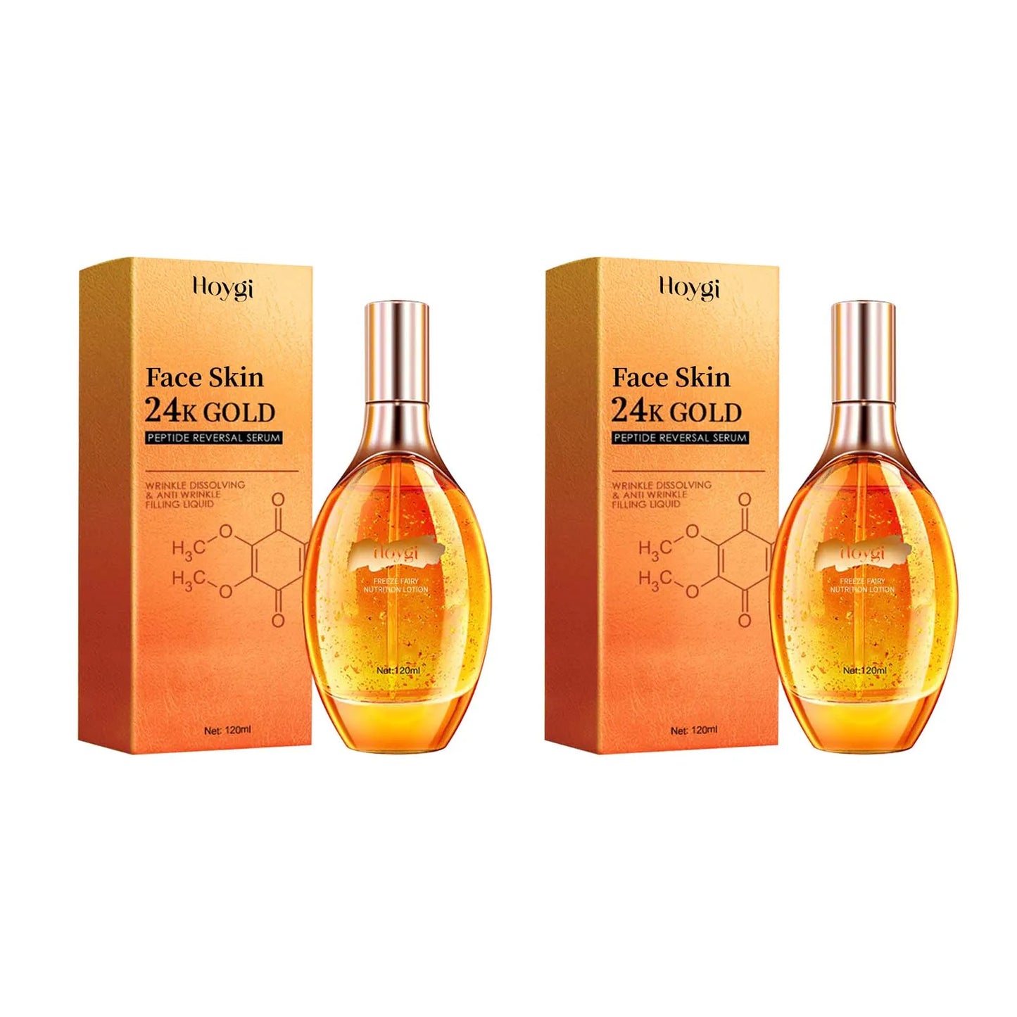 24K Gold Peptide Facial Essence Hydrating Wrinkle Tightening & Firming Youth Revitalizing Face Serum Brightening Anti Aging