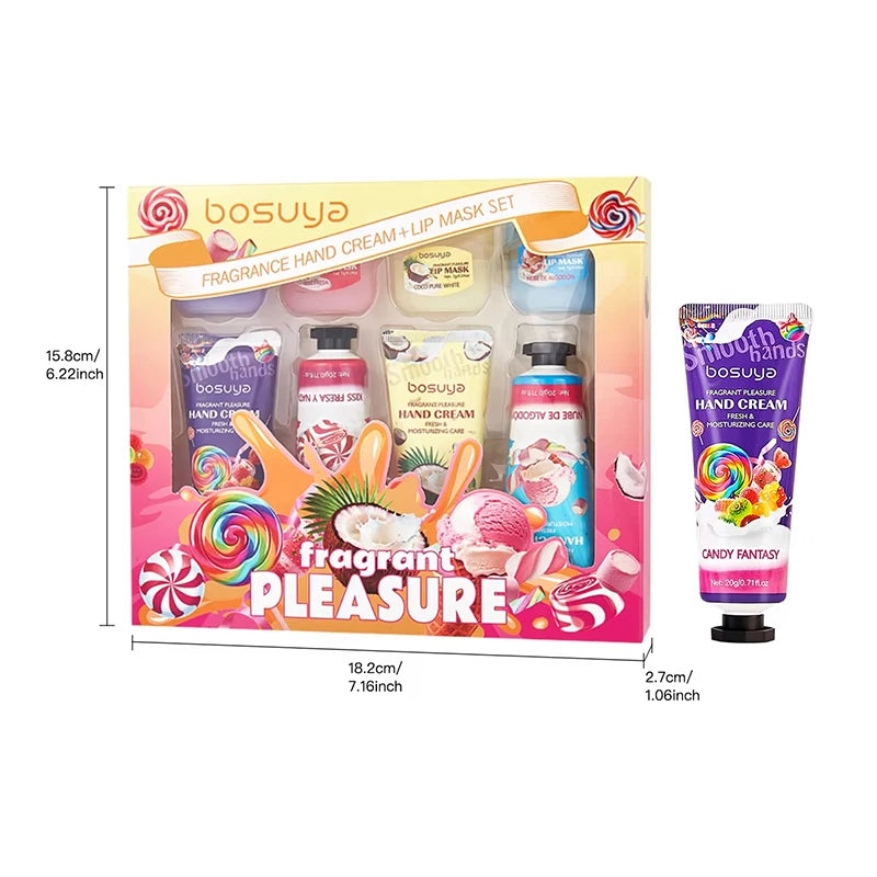Hand Cream Lipstick Gift Box Coconut Candy Ice Cream Lasting Flavored Hand Cream Moisturizing And Hydrating Hand And Lip Care
