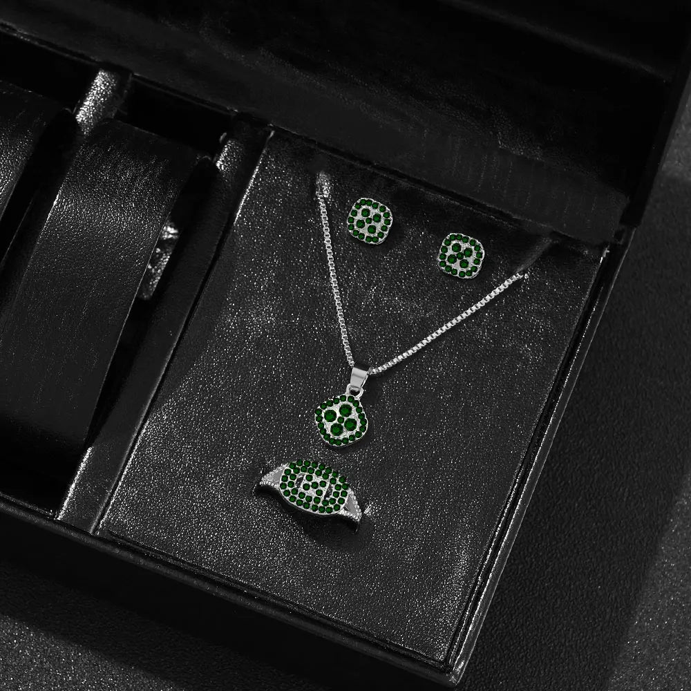 Luxury Cube Jewelry Set – Necklace, Earrings & Ring