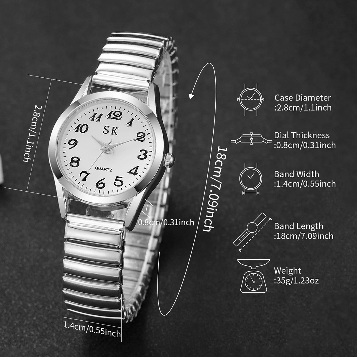Elegant Small Dial Women Watches Fashion Elastic Strap Quartz Watch Reloj Mujer（Without Box）