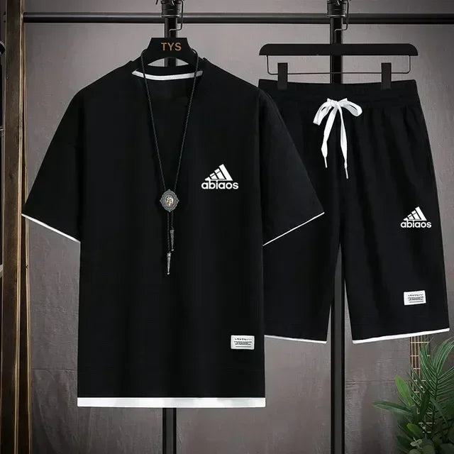 2026 Men’s Casual Waffle Sports Set – T-Shirt & Shorts