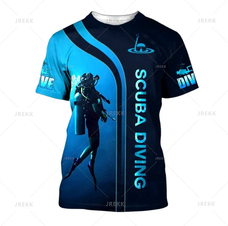 Summer 3D Diving Print T Shirt Breathable Quick Dry Family Style for Kids Adults Fashion Streetwear Sports Fitness Apparel