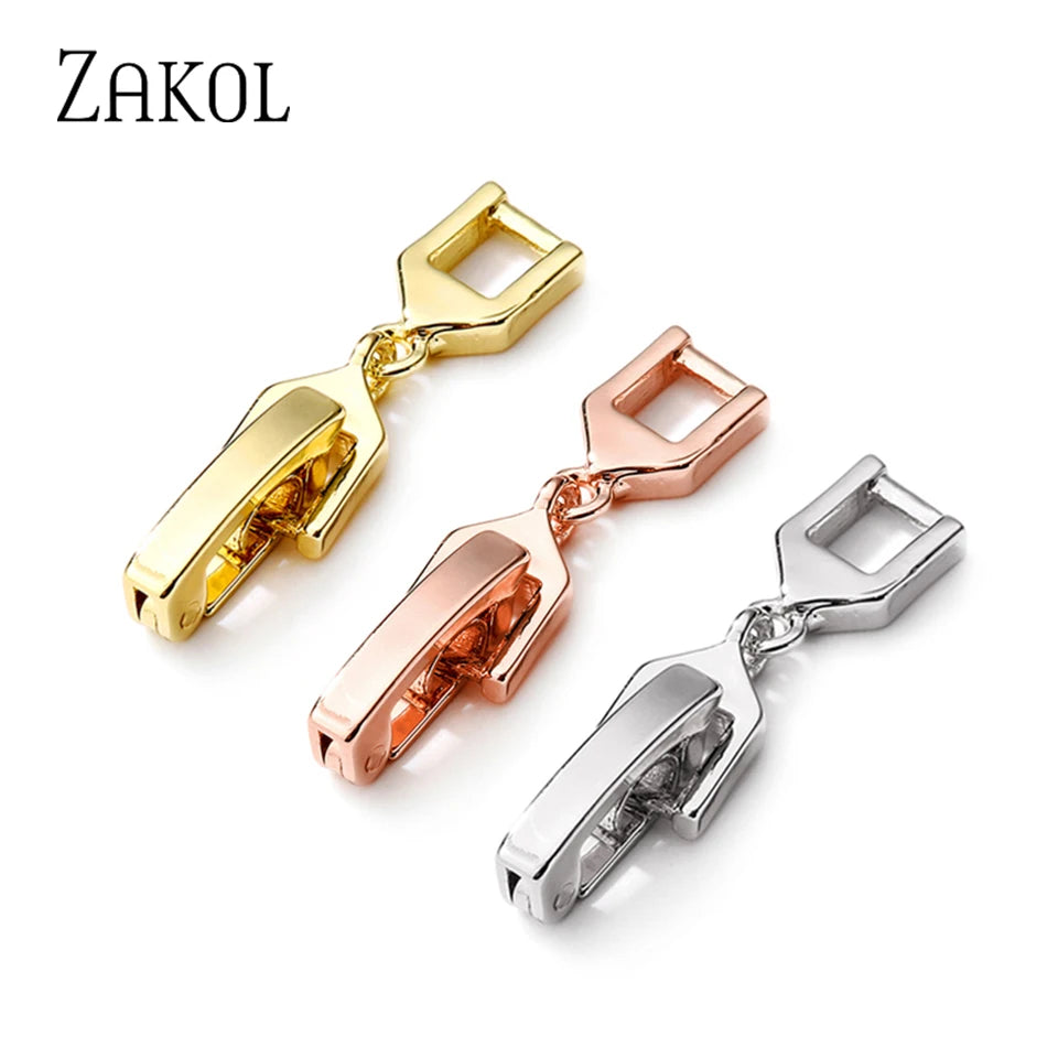 ZAKOL Three Colors Necklace Bracelet Extenders Simple Extension Fold Over Clasp for Jewelry Making Wholesale