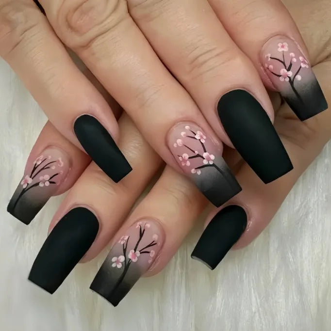 24pcs Fake Nail Green Dandelion Self-adhesive False Nails Finger Nails  for Gluing Nail Tips Nail Art Summer Press on Nails 2025