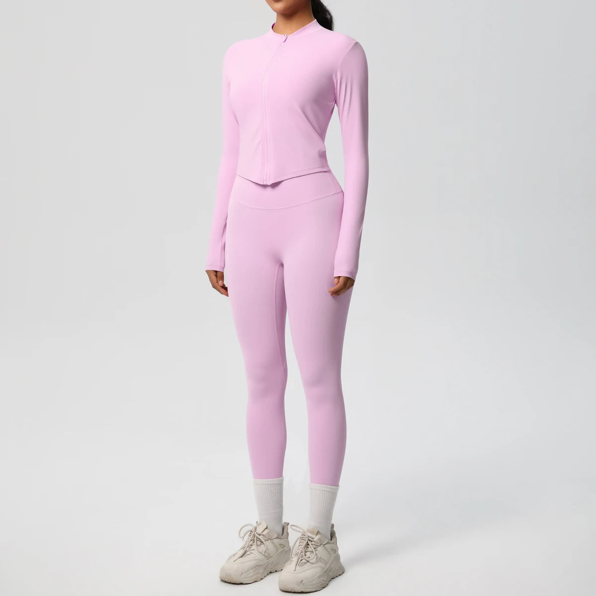 Hot Sale New Yoga Suit for Women Solid Color Yoga Zipper Long Sleeves Slim Casual Jacket Top Quick Drying Fitness Pants Gym Set