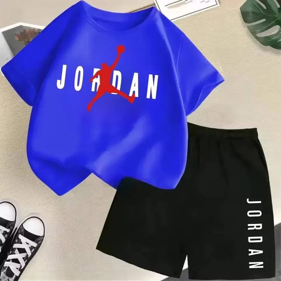 Summer Short Sleeve Children Set Slam Dunk Master Pattern Print Sports T-shirt+Shorts 2pcs Set Kids Boys Girls Fashion Tracksuit