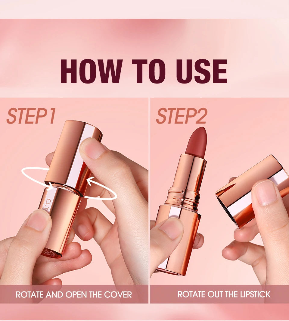 O.TWO.O Matte Lipstick Lip Tint 14 Colors Waterproof Long Lasting Non-transfer Smooth Highly Pigmented Velvet Lip Sticks Makeup