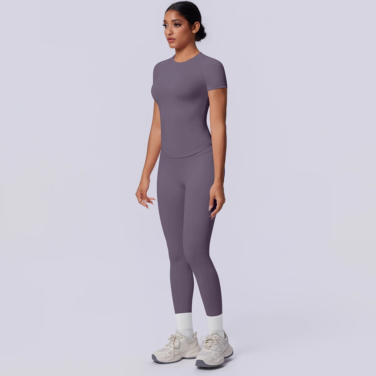 Rooftrellen New 2PCS/set Yoga Set Summer Quick Drying Fitness Sports Workout Top T-Shirt High Stretch Seamless Yoga Leggings Set