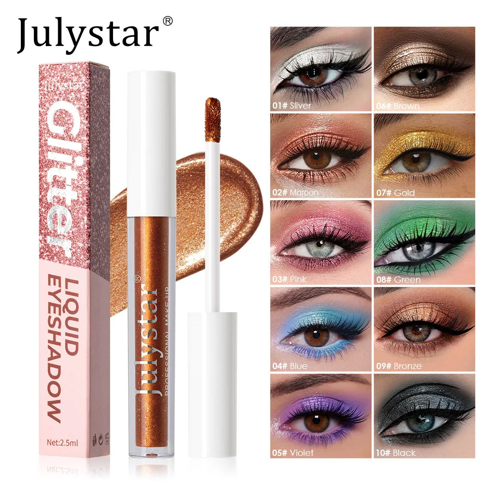 Waterproof Liquid Eyeshadow Metallic Gold Eye Shadow Stick Lasting Pearlescent 10 Colors Smoky Black Glitter Eye Highlighter Pen