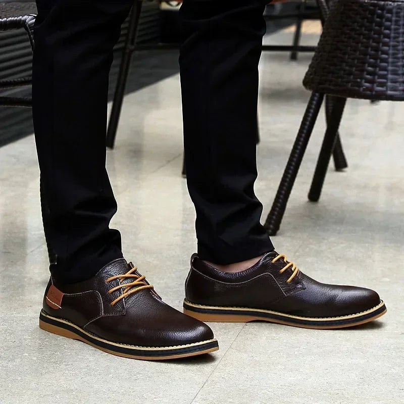 Men’s Genuine Leather Oxford Shoes – Casual Lace-Up Cow Leather (Zapatos Hombre)