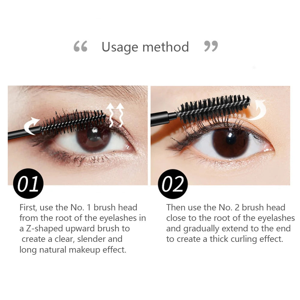 2 in 1 Curling Mascara Eye Cosmetics Waterproof Long Lasting Not Blooming Black Natural Thick Curling Lengthening Mascara Makeup