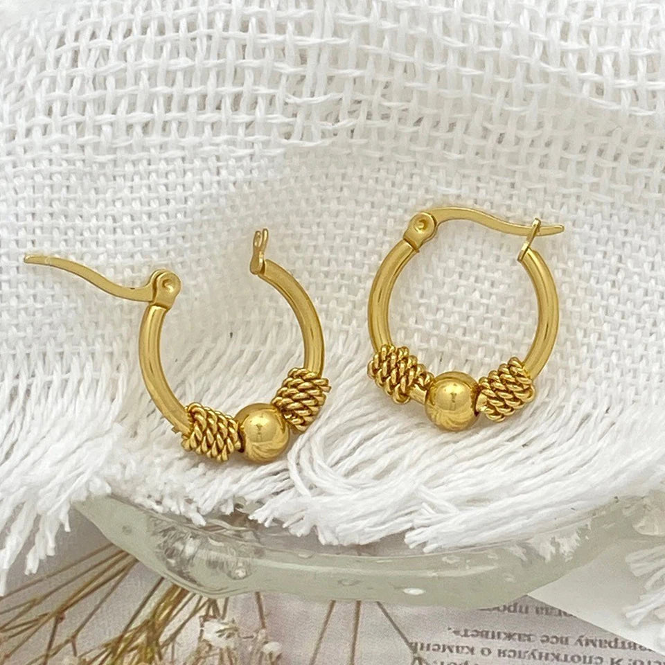 ZAKOL 316L Stainless Steel Golden Hollow Woven Circular Shape Earrings For Womens Fashion Trendy Ear Jewelry Lady Party Gift