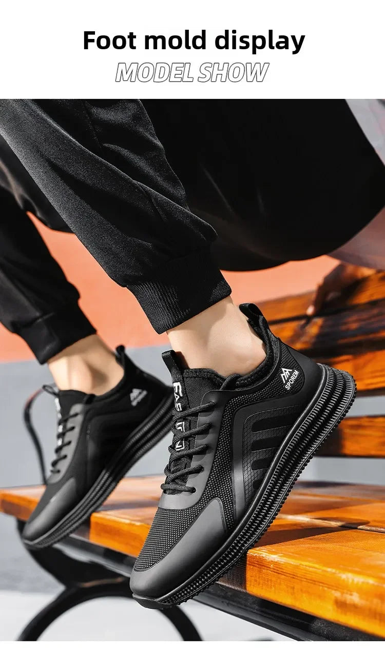 DUTRIEUX Men’s Casual Sneakers – PU Lace-Up Rubber Sole Shoes (C101-AB02)