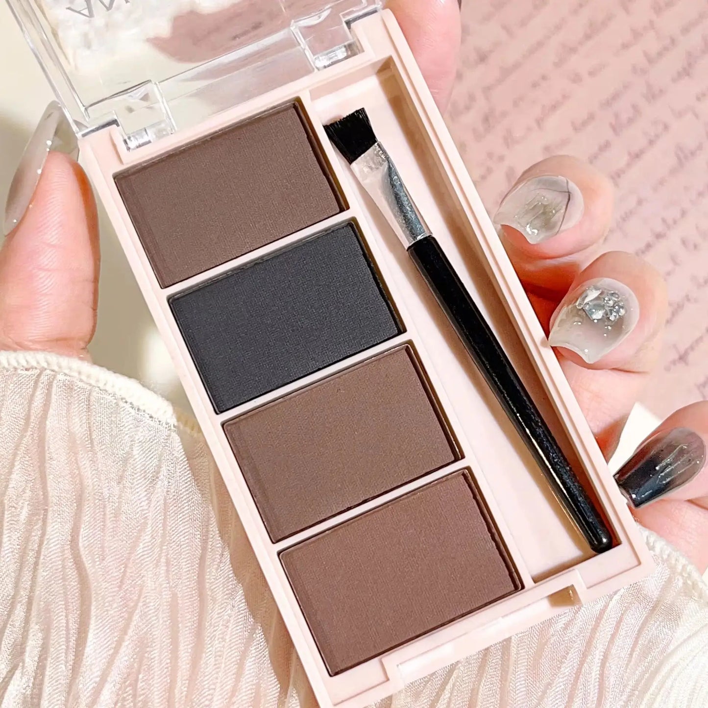 4-Color Eyebrow Powder Palette with Brush