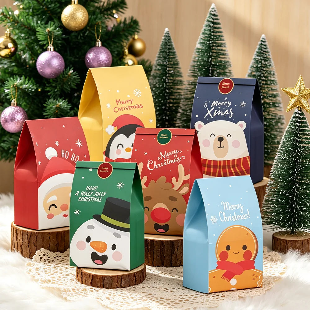 12/24pcs Christmas Candy Bag, Candy Gift Bag, Holiday Accessory Storage Bag, New Year'S Gift Packaging Bag, Paper Bag