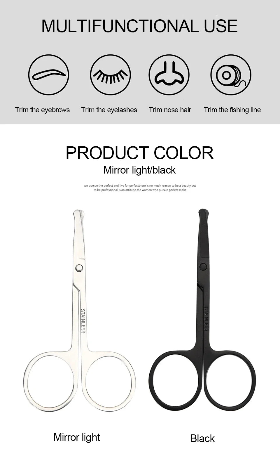 Stainless Scissor Beauty Nose Hair Trimmer Scissors Eyebrow with Sharp Head Steel Round Safety Scissors Eyebrow Makeup