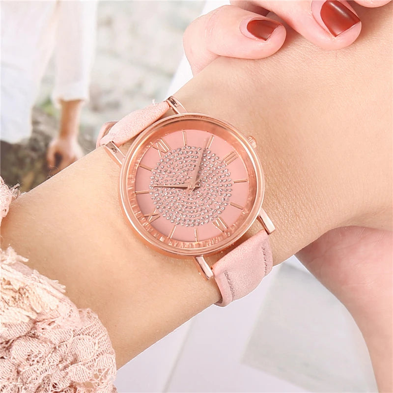 Fashion Arabic Dial Women's Watch Casual Leather Band Analog Quartz Watches