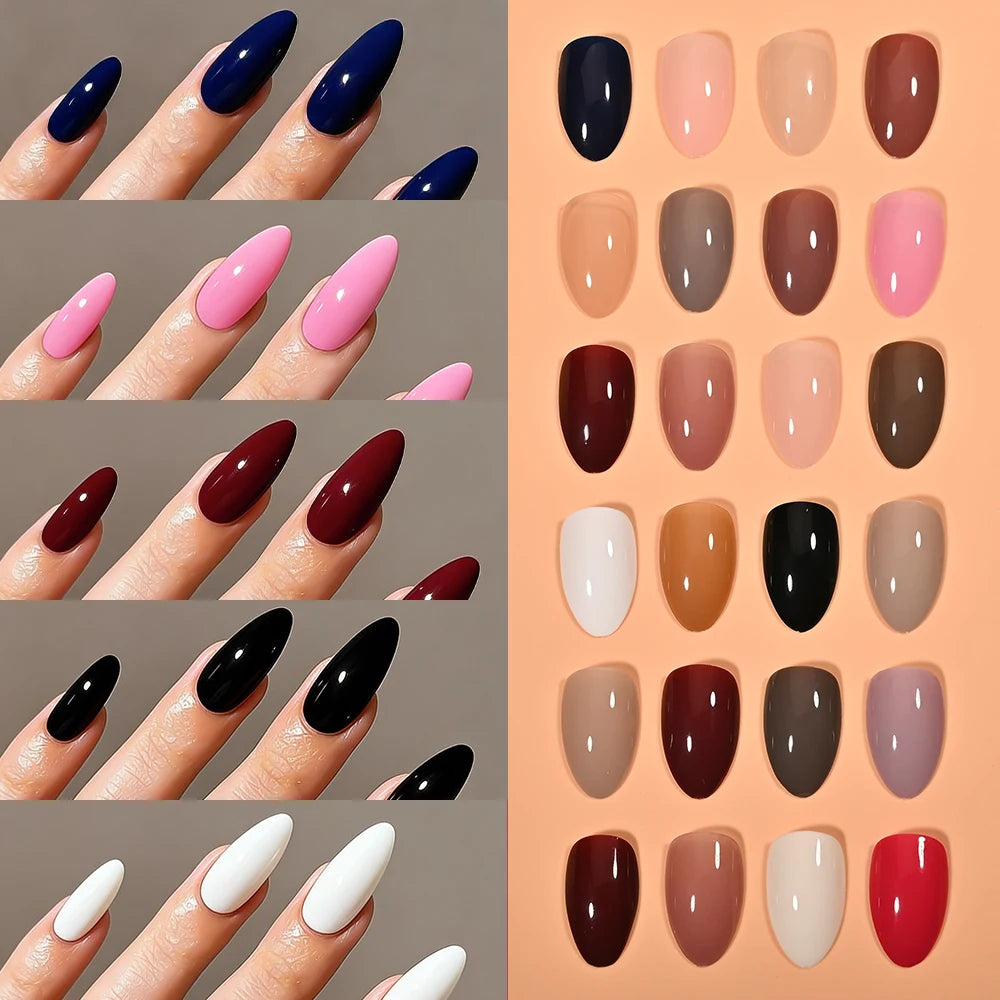 288/576Pcs Short Almond Press On Nails – Mixed Colors أظافر لاصقة قصيرة بشكل لوزي بألوان متنوعة – 288/576 قطعة