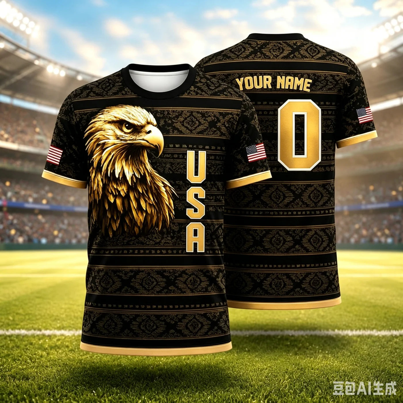 American Eagles patriotic T-shirts American flag football jerseys Team USA fan shirts soccer T-shirts July 4th sports gifts kids