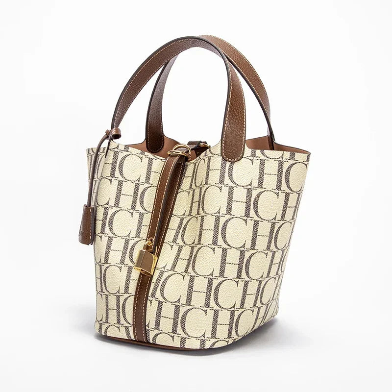 CH Large Capacity Commuter Travel Crossbody Bag Luxury Brand Women's Shoulder Bag PVC Jacquard Texture Fashion Women's Tote Bag