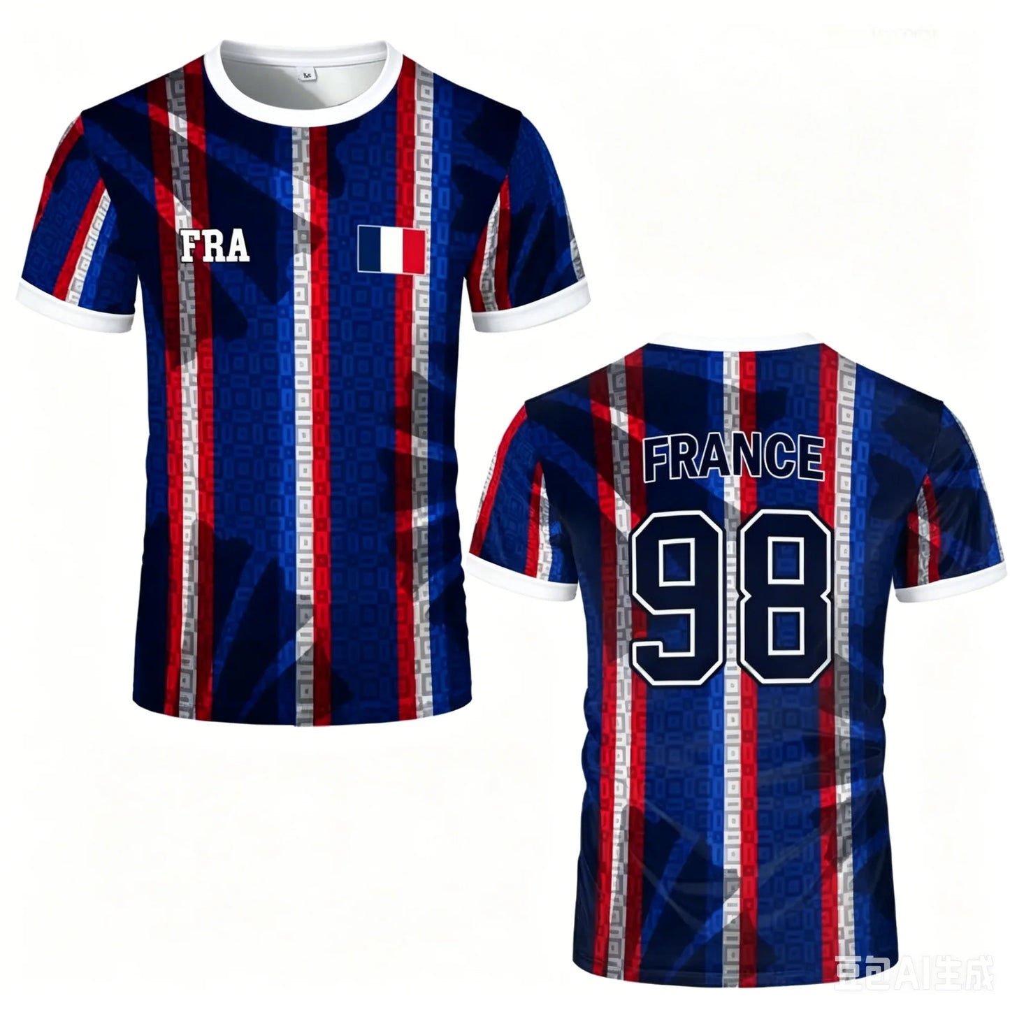 France Flag Print Soccer Jersey 3D Print Breathable Quick Dry Family Style for Kids Adults Outdoor Training Sports Fitness