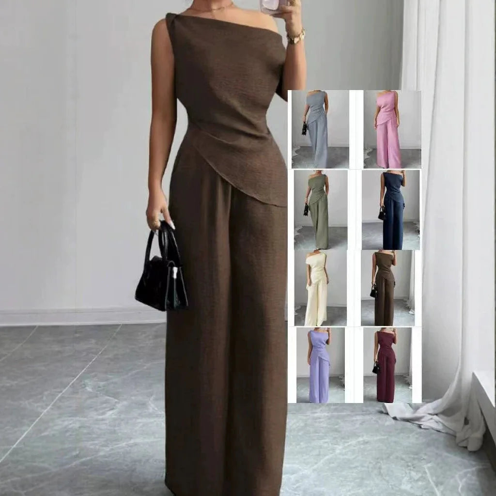 Elegant Wide Leg Pants Two-Piece Set