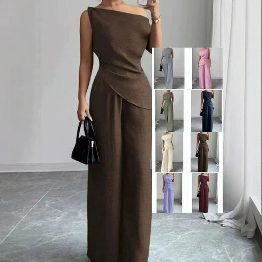 Elegant Wide Leg Pants Two-Piece Set