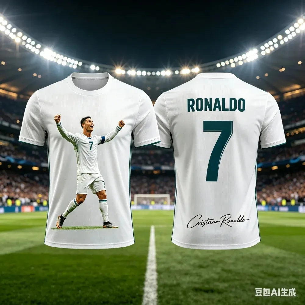 Ronaldo Soccer Sports T Shirt 3D Printed Fashion Soccer Jersey for Adults Kids Fitness Running Sports Tee for Summer Outdoor Use
