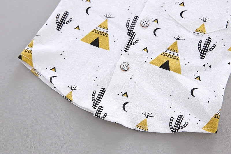 Baby Clothes Cool Pyramid Summer Short-sleeved Shirt Set