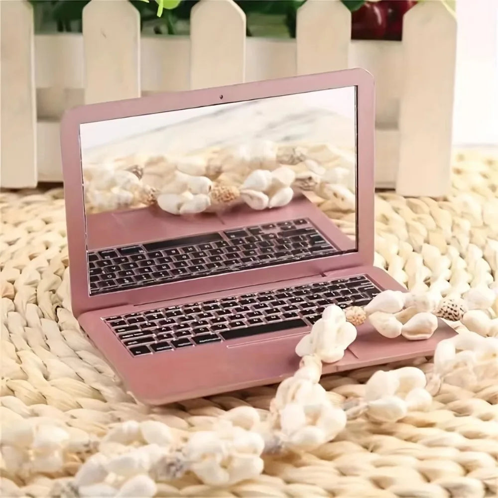 مرآة كمبيوتر صغيرة محمولة ومبتكرة قابلة للطي على شكل حاسوب محمول لعمل المكياج مرآة جيب عالية الجودة مرايا تجميل وعناية بالبشرة