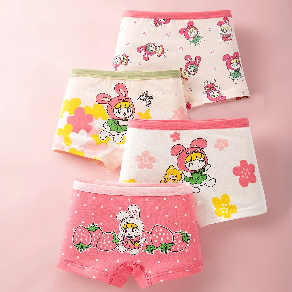 4pcs/Lot Kids Girl Underwear Set Girls Cotton Cute Printing Briefs Boyshorts Comfortable Safety Panties Children Cartoon Clothes