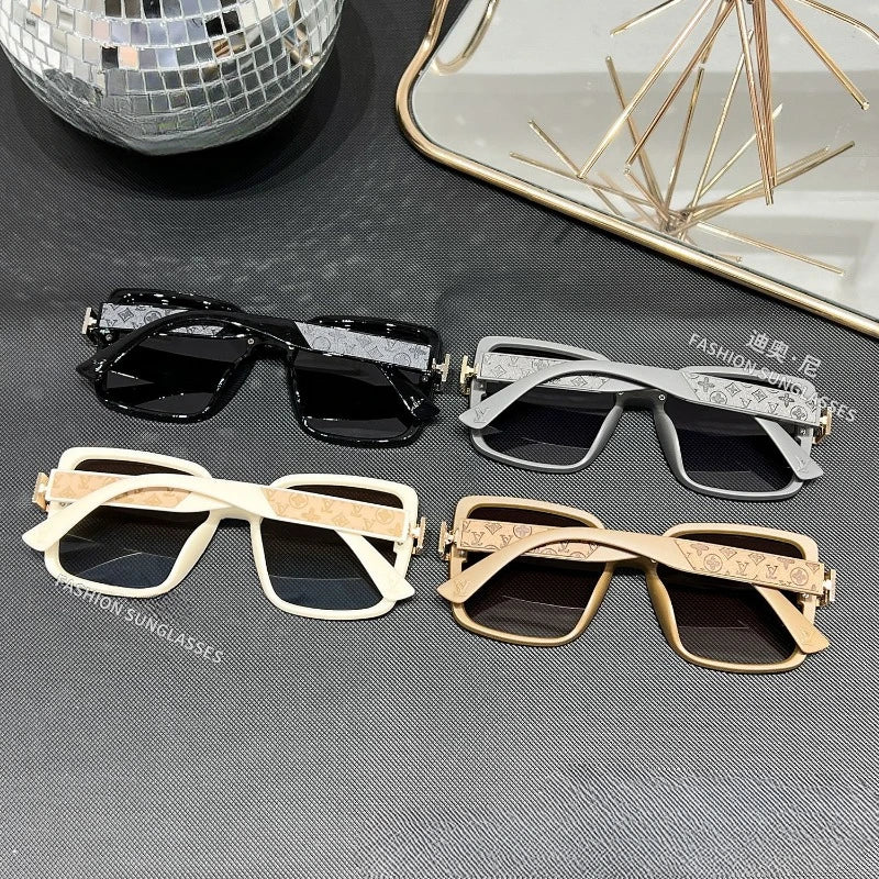 Polarized Square Sunglasses Women Trendy Luxury Sun Glasses New 2026 Vintage Leather Print Glitter Eyewears UV400 Gafas De Sol