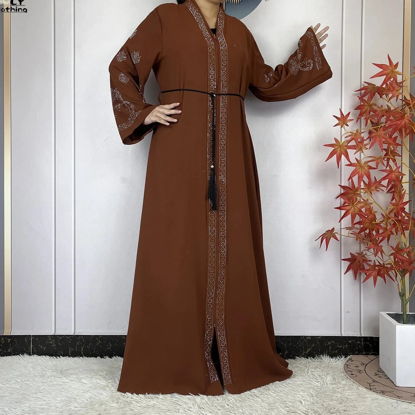 New arrival Style Women Elegant Dress Long Sleeves Open Abaya for spring season, Ramadan, Eid celebrations